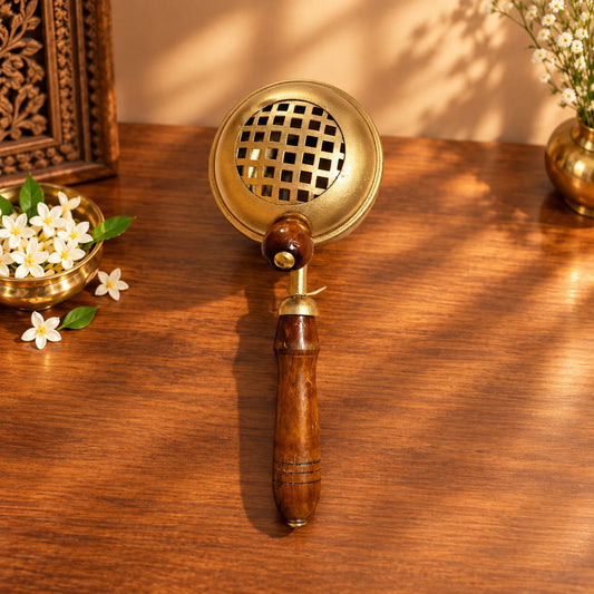 Golden Dhoop Dani Incense Burner for Puja – 8 Inch