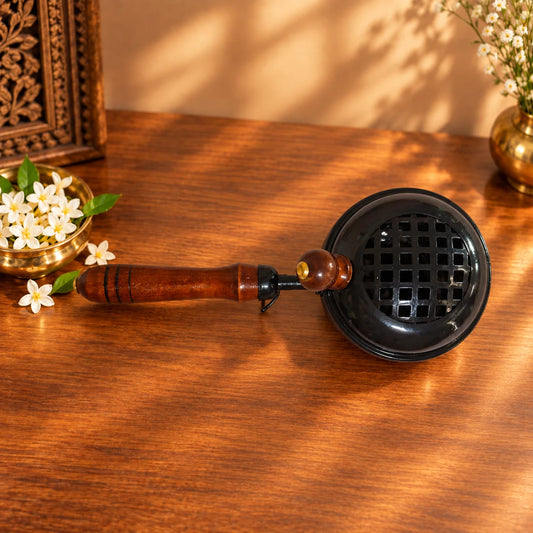 Black Dhoop Dani Incense Burner for Puja – 8 Inch