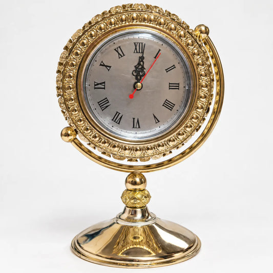 Royal Deccan Vintage Gold Decorative Table Clock with Ornate Design
