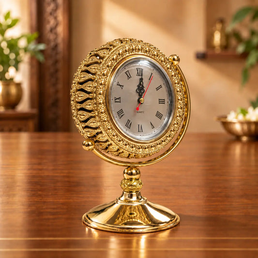 Royal Deccan Vintage Gold Decorative Table Clock with Ornate Design
