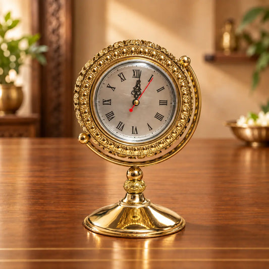 Royal Deccan Vintage Gold Decorative Table Clock with Ornate Design