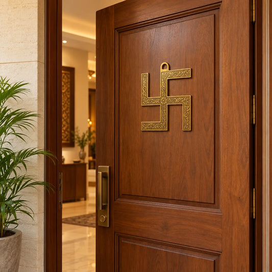 Brass Swastik for Main Door, Wall & Home Entrance Decor – 5.5 Inch
